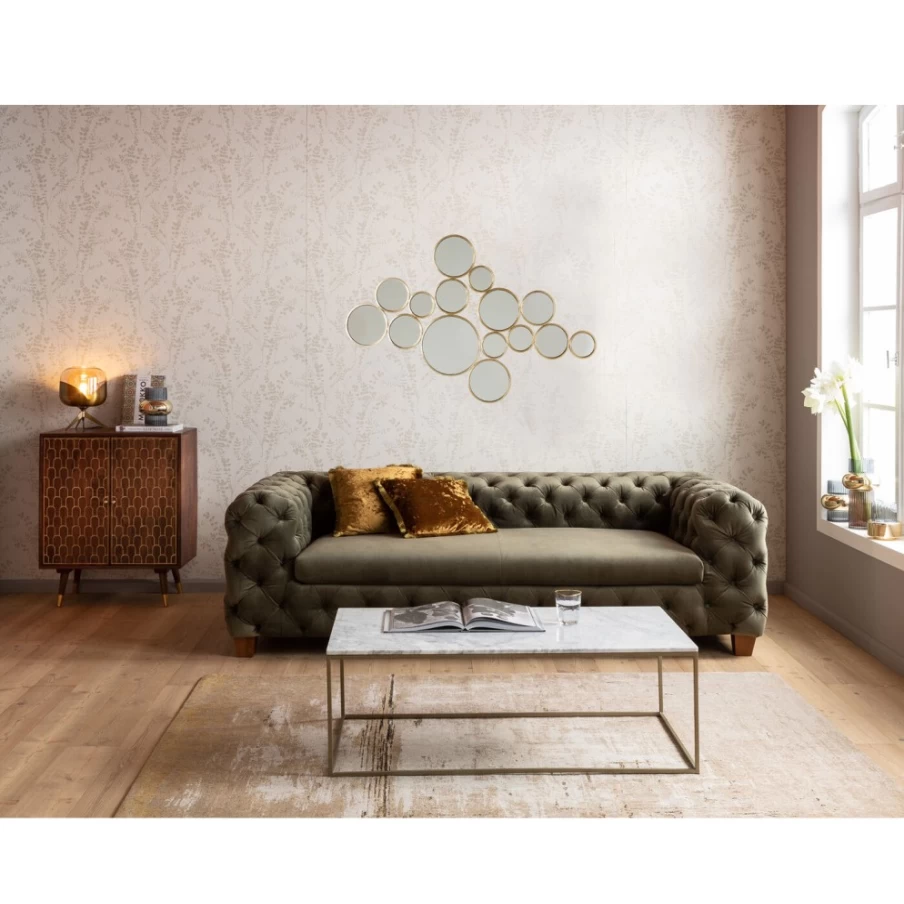 KARE Design Modern Brass Mirror with Bubble Design - 138x93 cm Wall Decor for Living Room