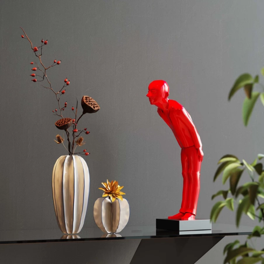 KARE Design Modern Red Small Welcome Guest Decor Figurine - Stylish Home Entryway Sculpture