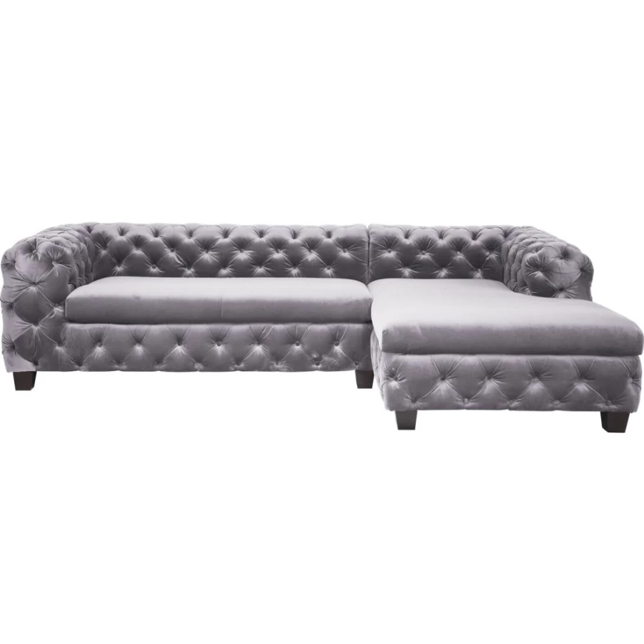 "KARE Design Velvet Grey Corner Sofa - Modern Luxury Desire Collection"