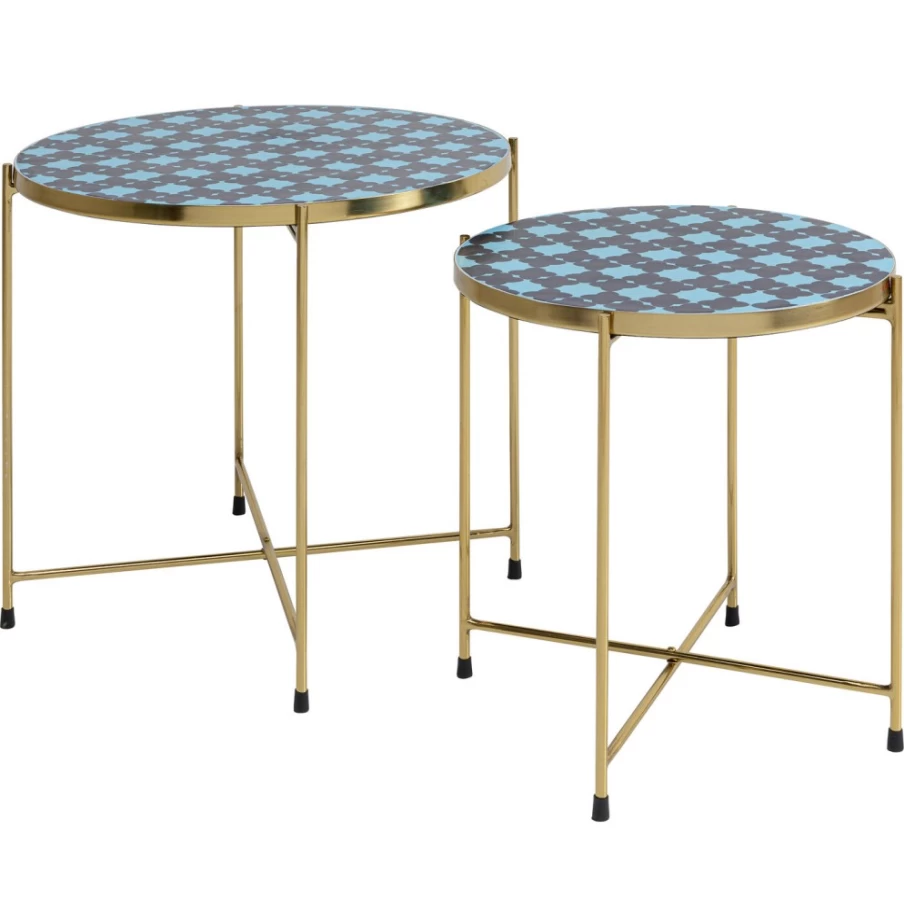 KARE Design Priya Blue Side Table - Set of 2 Modern Nightstands