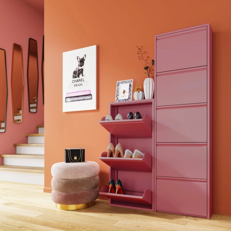 KARE Design Shoe Storage Container Caruso 5 Rose - Modern Shoe Cabinet with 5 Compartments