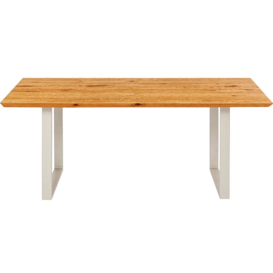 KARE Design Modern Oak Wood Dining Table with Silver Metal Base - 180x90cm, Stylish Table Symphony Collection