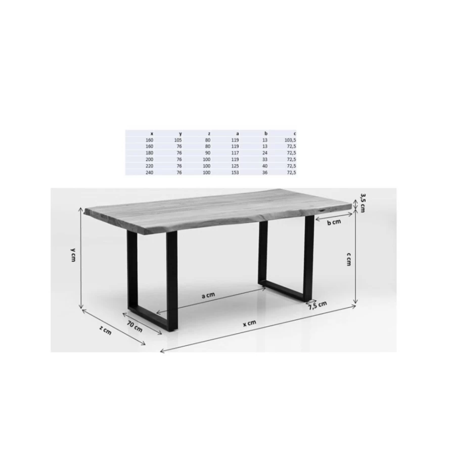 KARE Design Modern Oak Wood Dining Table with Silver Metal Base - 180x90cm, Stylish Table Symphony Collection