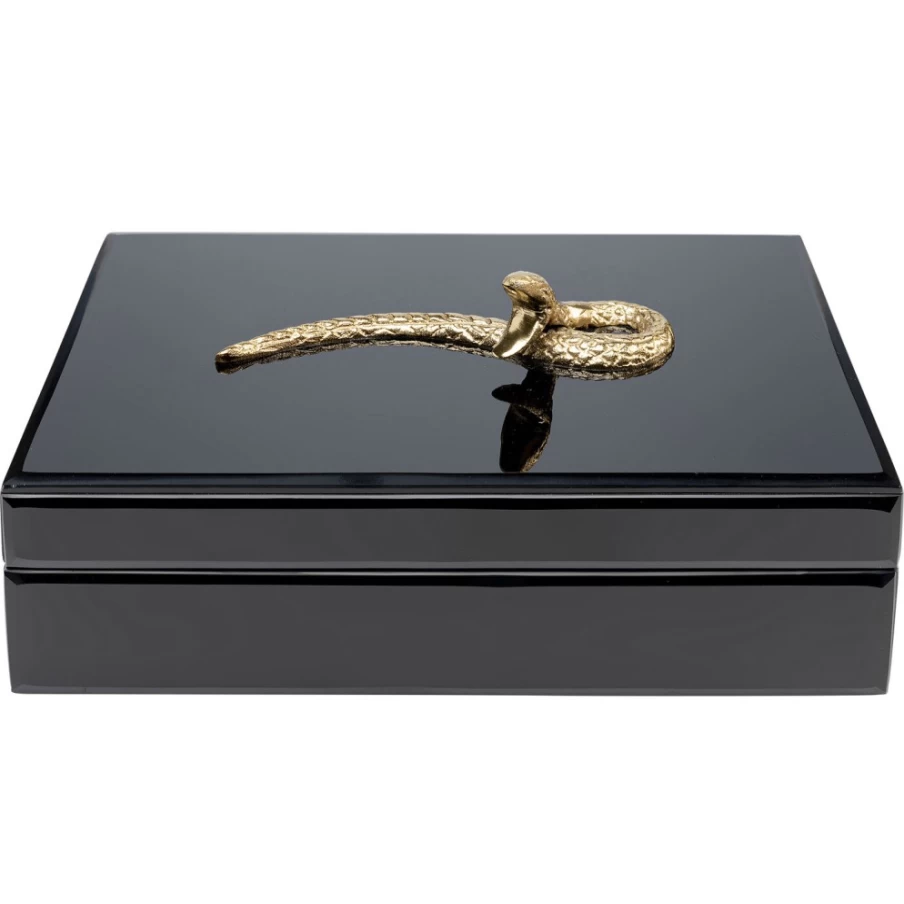 KARE Design Modern Black Snake Bite Pattern Decorative Storage Box 28x7cm
