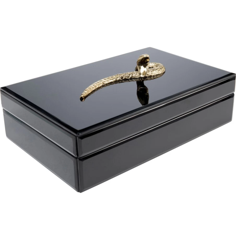 KARE Design Modern Black Snake Bite Pattern Decorative Storage Box 28x7cm