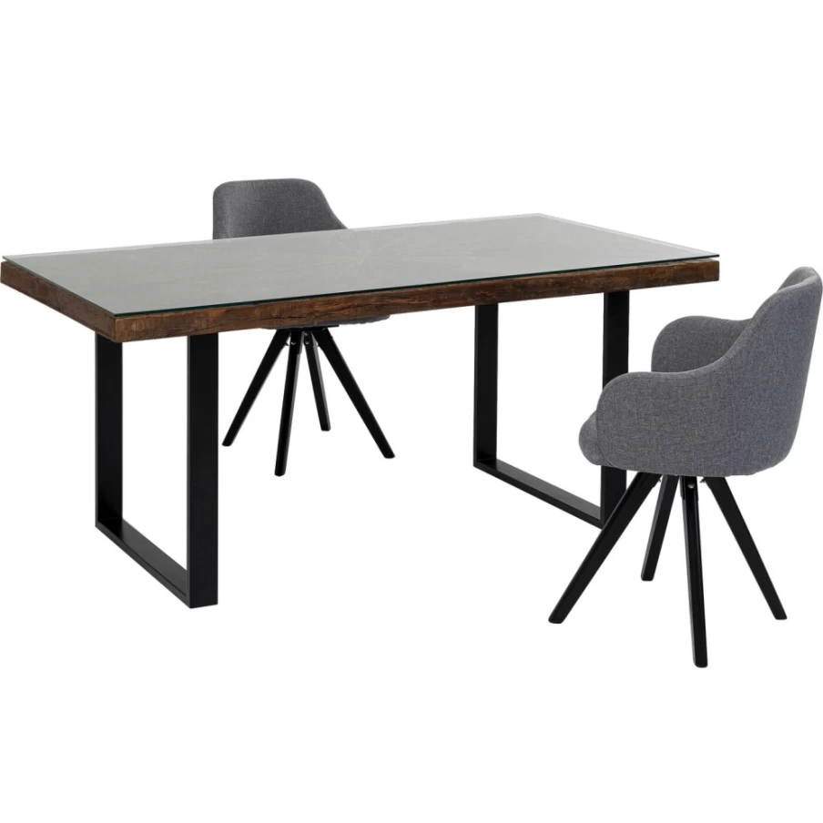 KARE Design Modern Black Dining Table Conley 180X90 - Stylish Large Rectangle Table for Dining Room