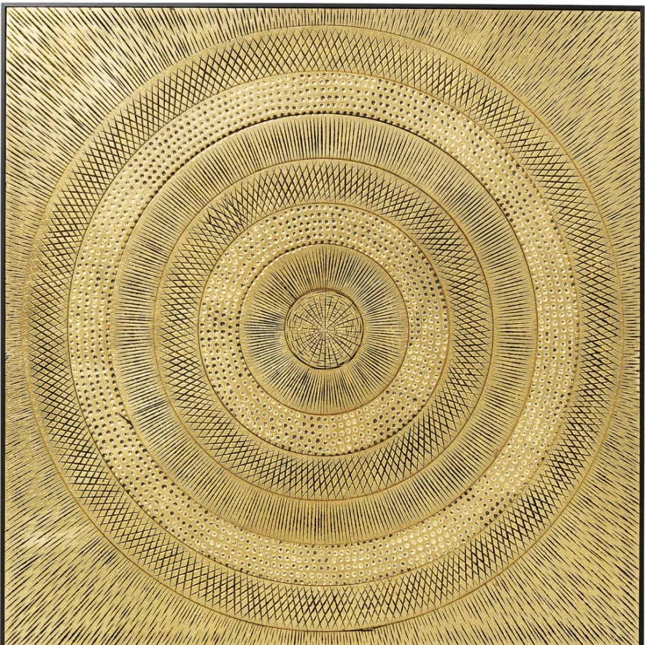 "KARE Design Gold Circular Wall Art - 120cm Diameter Modern Picture for Home Decor"