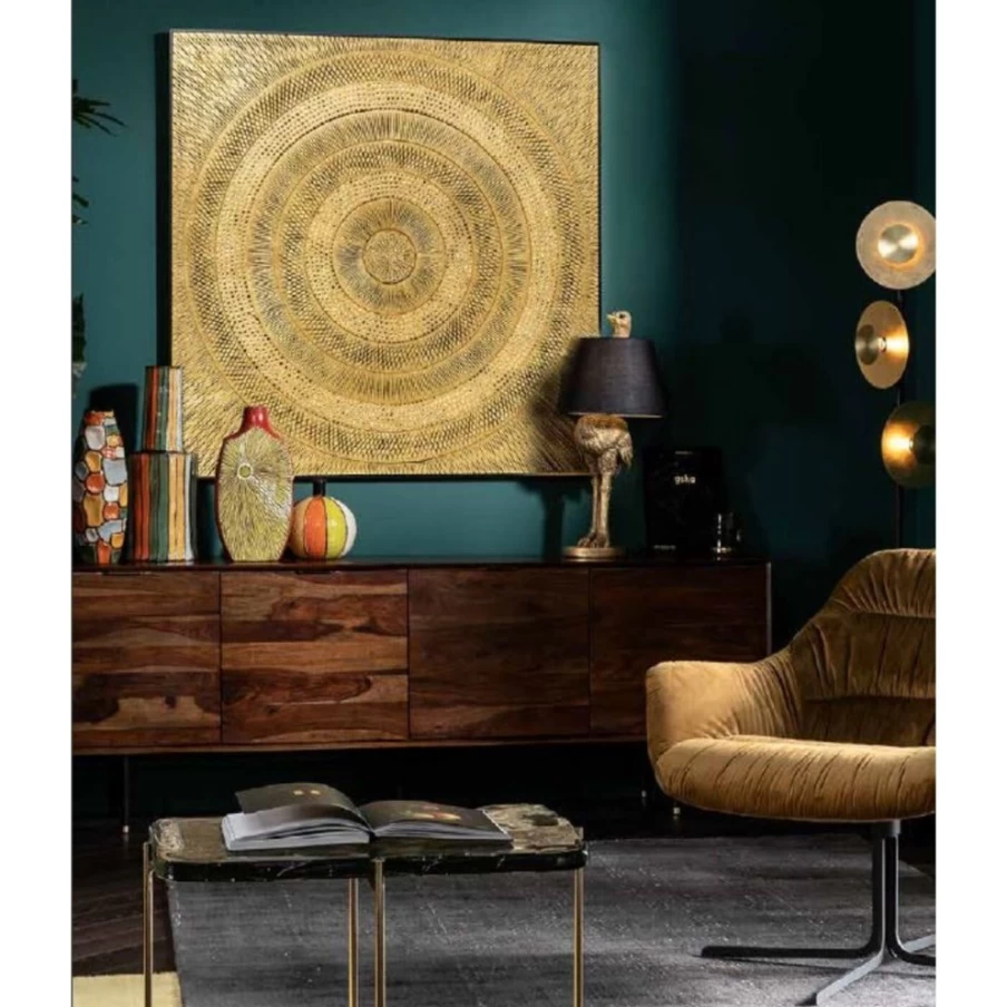 "KARE Design Gold Circular Wall Art - 120cm Diameter Modern Picture for Home Decor"