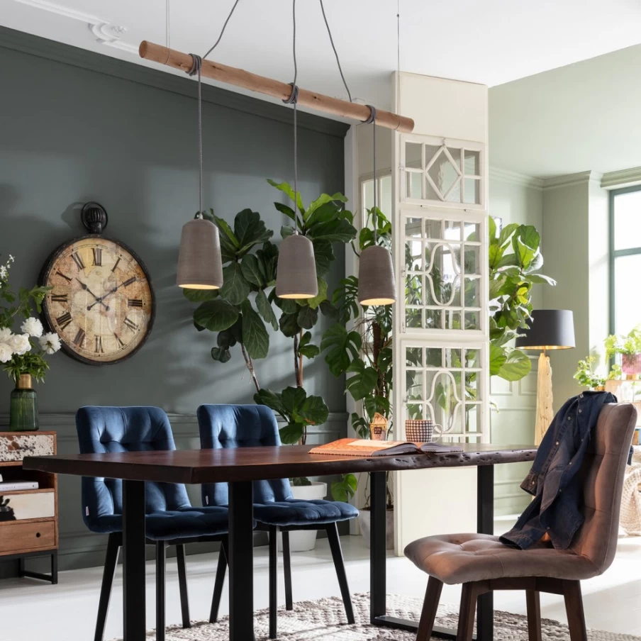KARE Design Modern Concrete Pendant Lamp for Dining Room, 120cm Industrial Ceiling Light Fixture