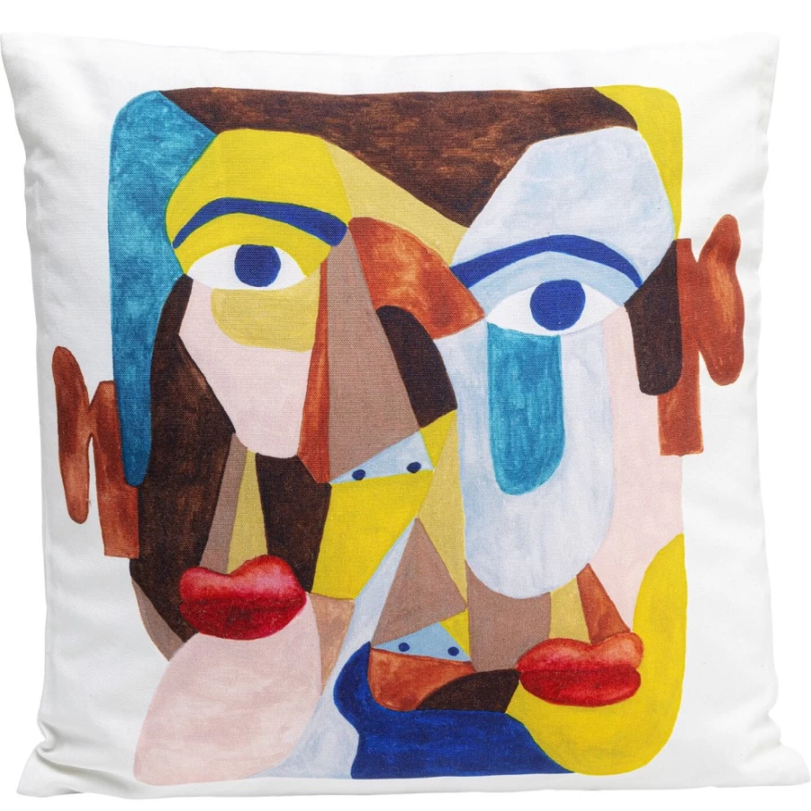 KARE Design Artistic Face Cushion Cover 45x45 cm Decorative Pillow Case Modern Home Decor