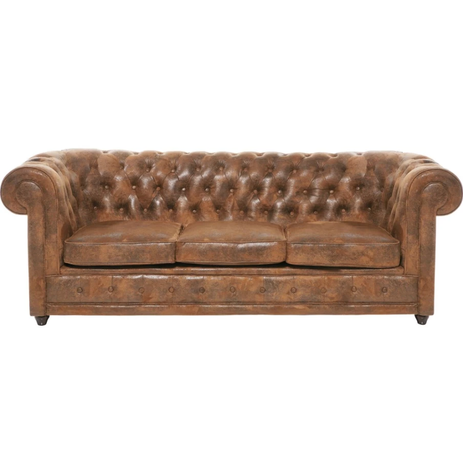 "KARE Design Vintage Oxford 3-Seater Smart Sofa - Classic Leather Living Room Furniture"