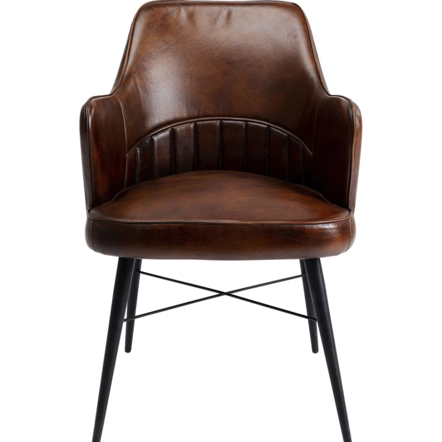 KARE Design Modern Rumba Leather Armchair with Armrests in Rich Brown