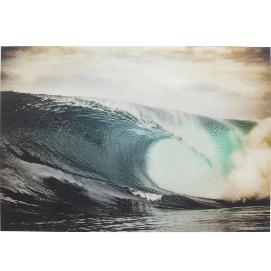 KARE Design Modern Ocean Wave Glass Wall Art - 180x120cm Large Framed Picture for Home Decor