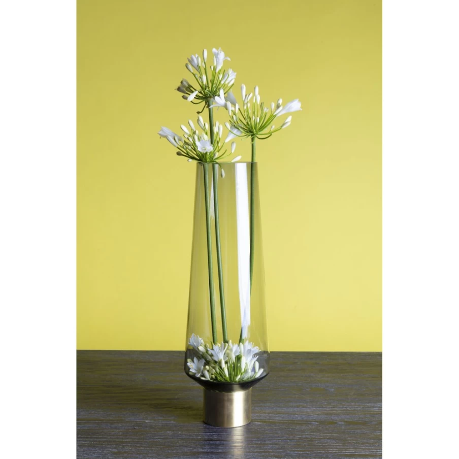 "KARE Design Noble Grey Ceramic Vase – 40cm Modern Home Decor Ring Pattern"