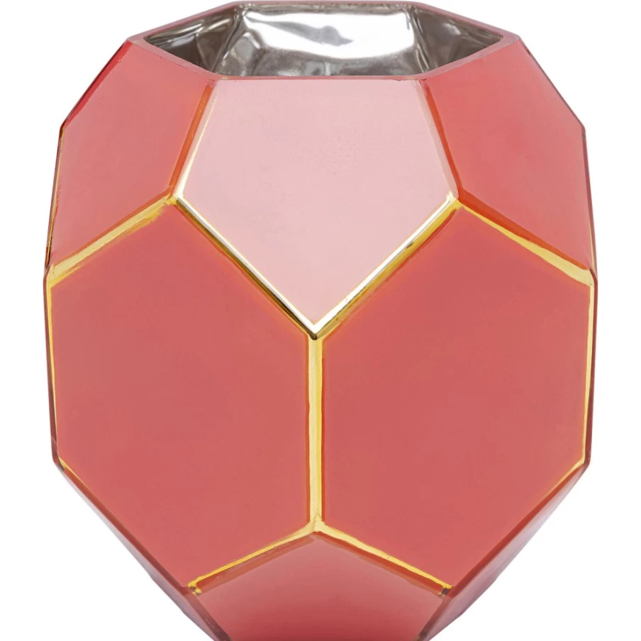 KARE Design Modern Pastel Red Ceramic Vase - 17cm Handmade Art Decor for Home & Office