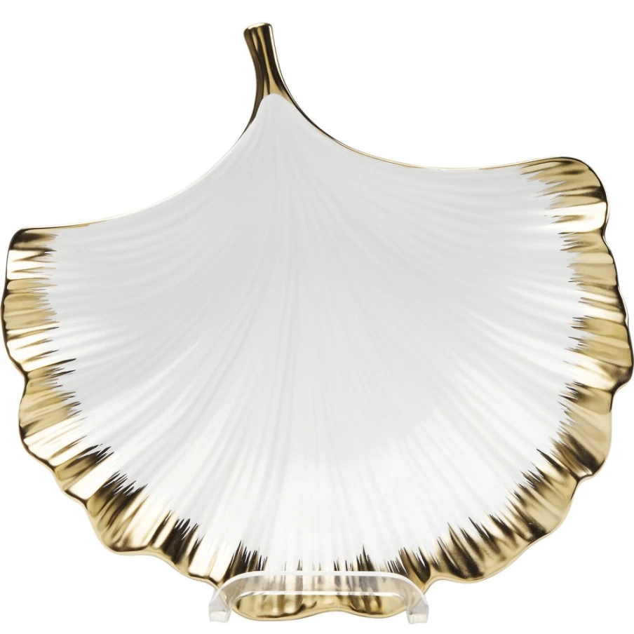 "KARE Design Modern Ginkgo Leaf Pattern Decorative Bowl - Elegant Rim Tableware for Stylish Dining"