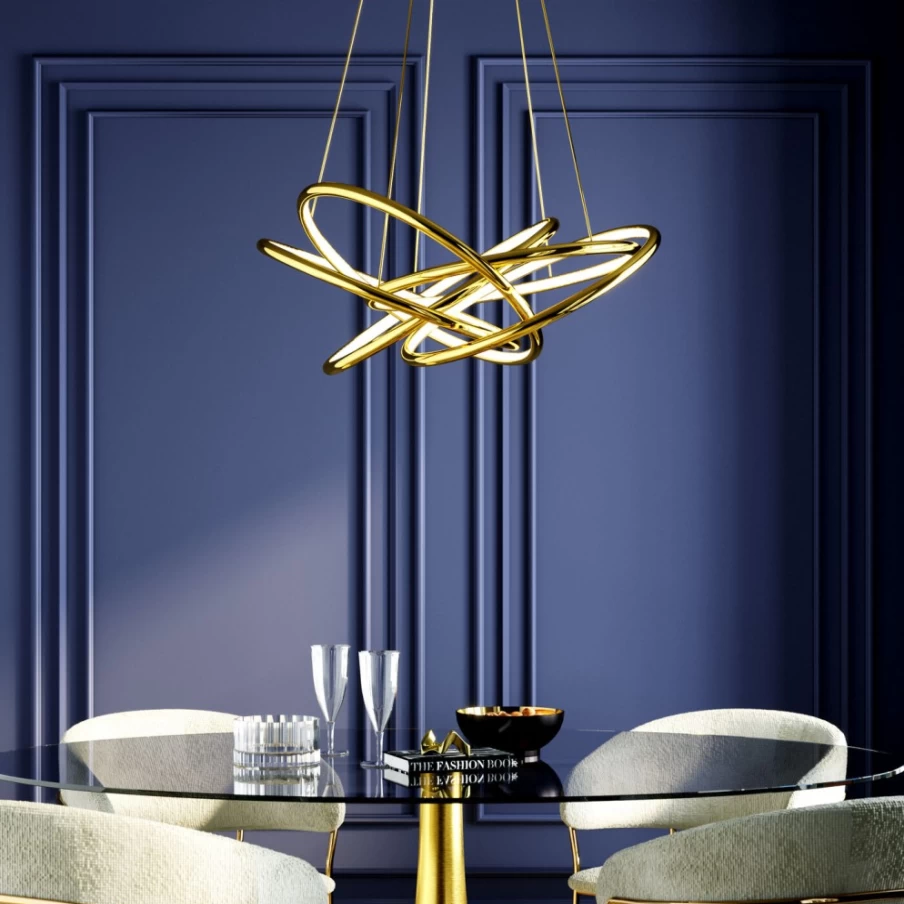 KARE Design Saturn LED Pendant Light in Gold - Large Modern Lighting Fixture