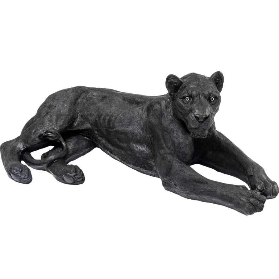 "KARE Design Modern Black Lion Sculpture - 113cm Tall Deco Figurine for Home Decor"