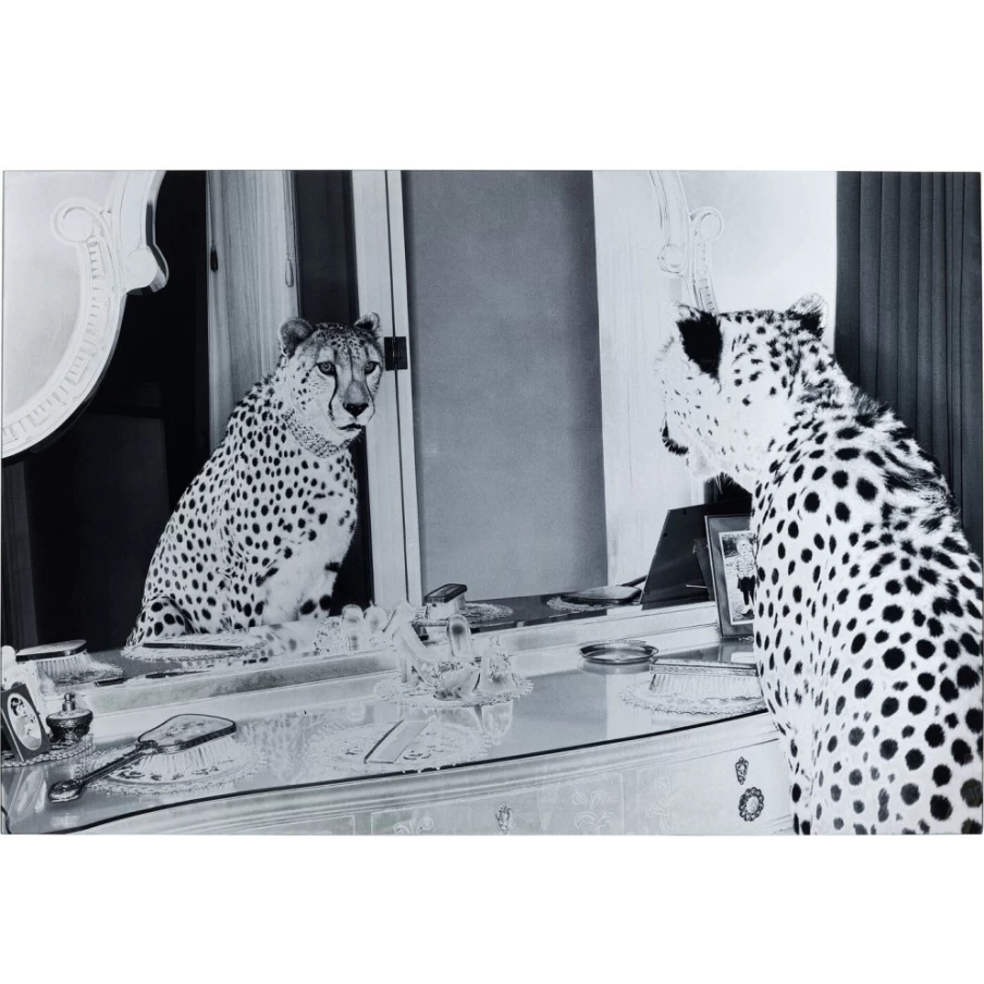 "KARE Design Modern Metallic Leopard Picture Glass Wall Art 150x100cm"