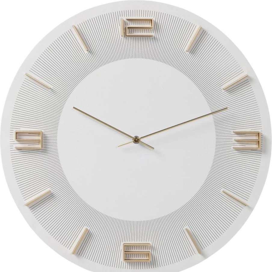 KARE Design Leonardo Modern Wall Clock 49cm - White & Gold Elegant Decorative Round Clock