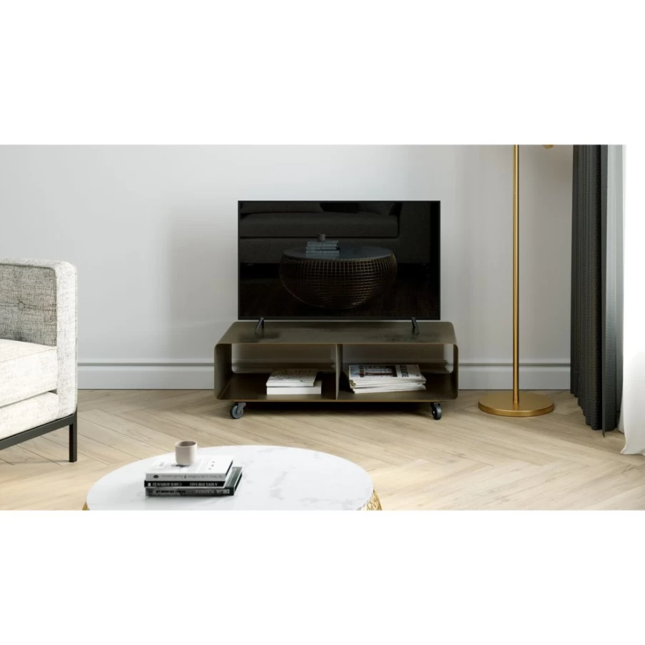 KARE Design Bronze Mobile Lowboard Lounge M - 90x30cm Modern Rolling Side Table