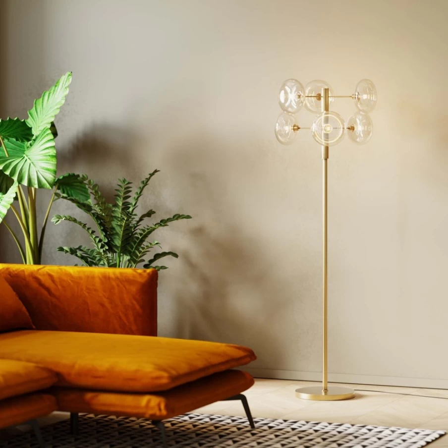 KARE Design Modern Brass Floor Lamp - 163cm Adjustable Headlight for Living Room