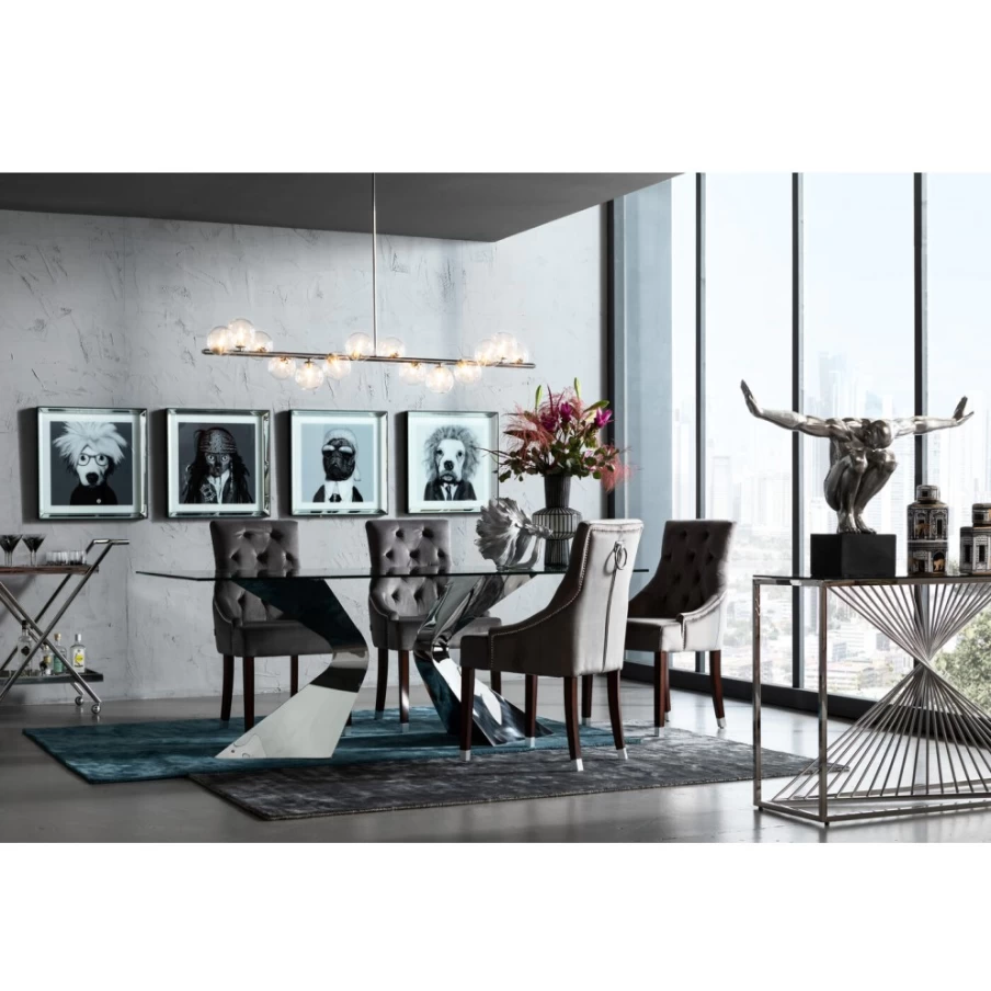 KARE Design Modern Chrome Pendant Lamp with Scala Balls, 155cm Ceiling Light for Dining Room