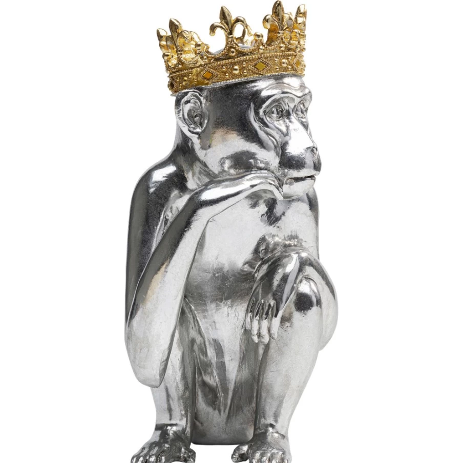 "KARE Design King Lui Silver 35Cm Modern Deco Figurine for Home Decor"