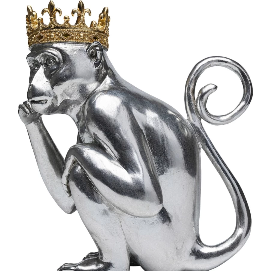 "KARE Design King Lui Silver 35Cm Modern Deco Figurine for Home Decor"