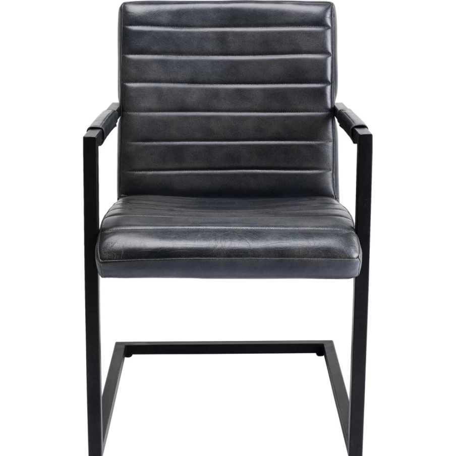 KARE Design Lola Grey Leather Cantilever Armchair Modern Lounge Chair