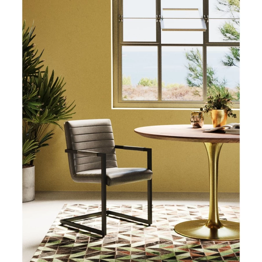 KARE Design Lola Grey Leather Cantilever Armchair Modern Lounge Chair