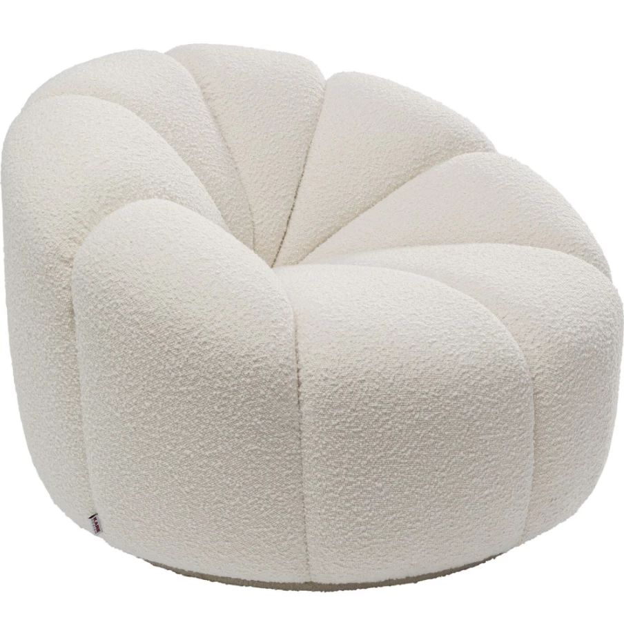 KARE Design Peppo Swivel Lounge Chair in White - Modern Rotating Armchair for Living Room