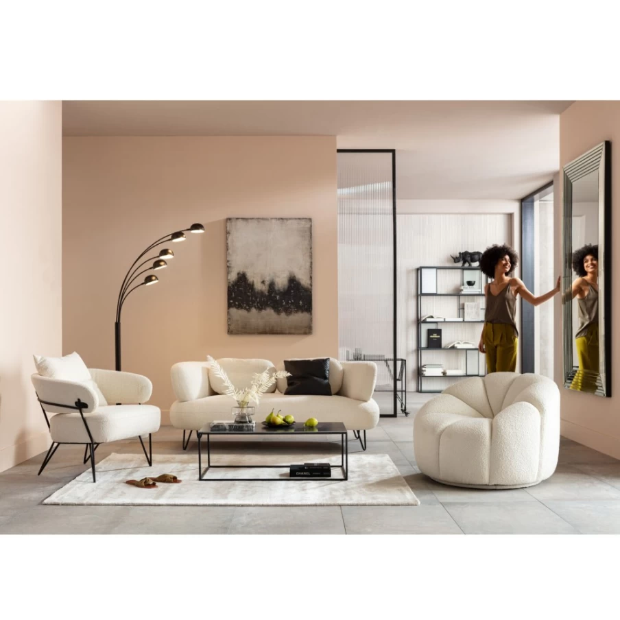 KARE Design Peppo Swivel Lounge Chair in White - Modern Rotating Armchair for Living Room