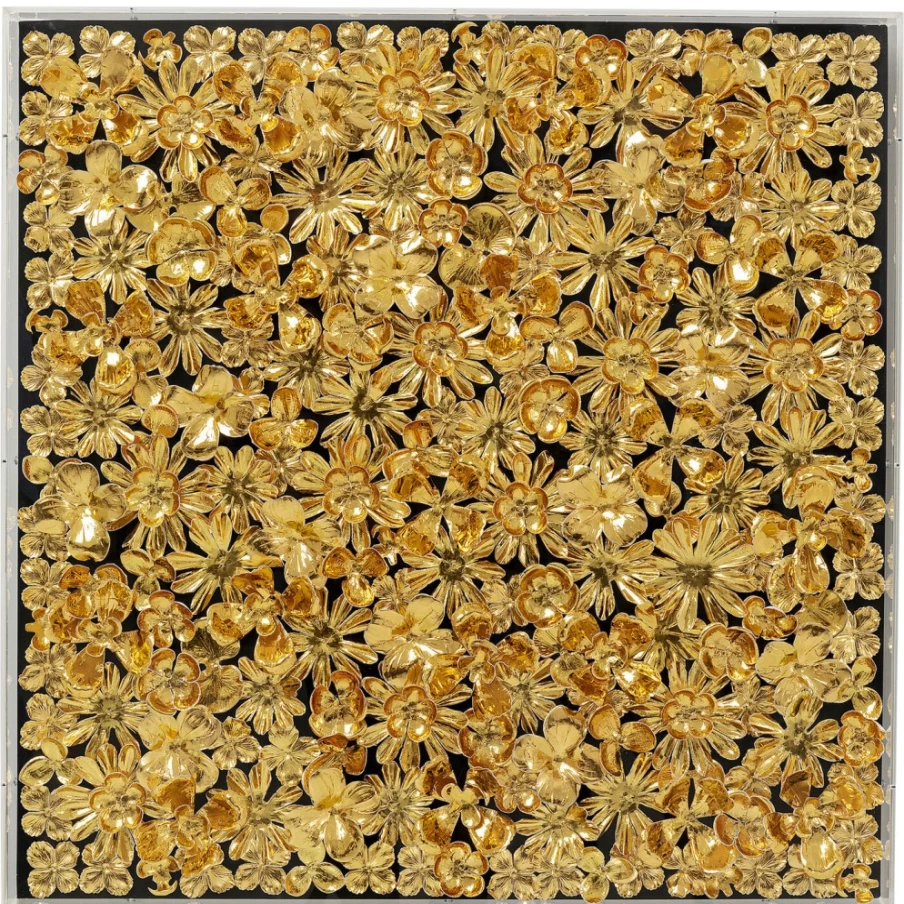 "KARE Design Gold Floral Deco Frame Wall Art - 80x80cm Modern Home Decor"