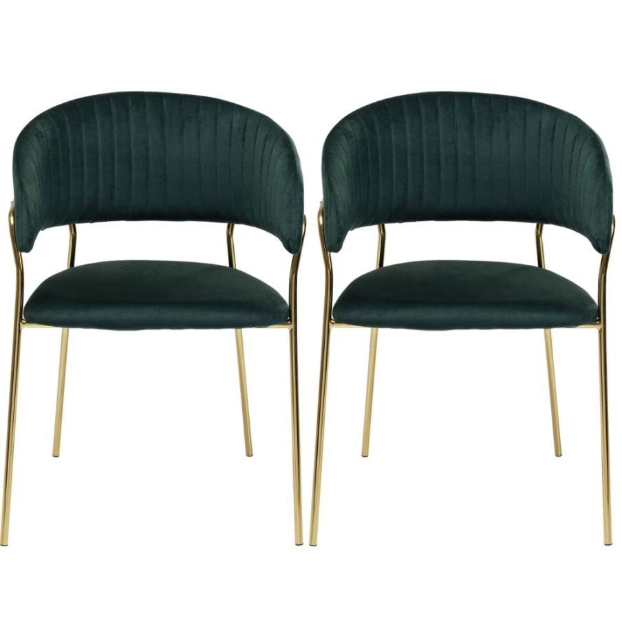"KARE Design Belle Velvet Green Armchair Set of 2 – Luxurious Upholstered Living Room Chairs"