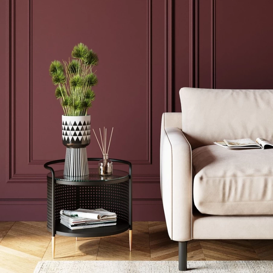 KARE Design Modern Side Table with Fence Detail - 45cm Oval Shape for Living Room or Bedroom