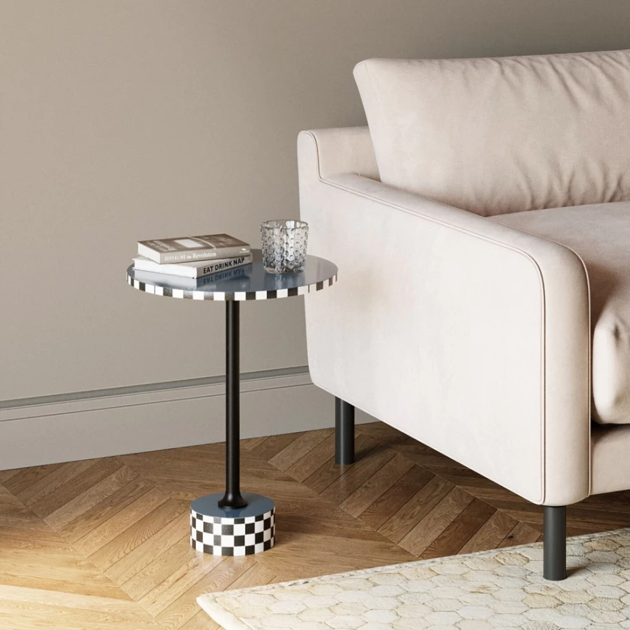 KARE Design Domero Race Blue Side Table - 40cm Modern Accent Table for Living Room
