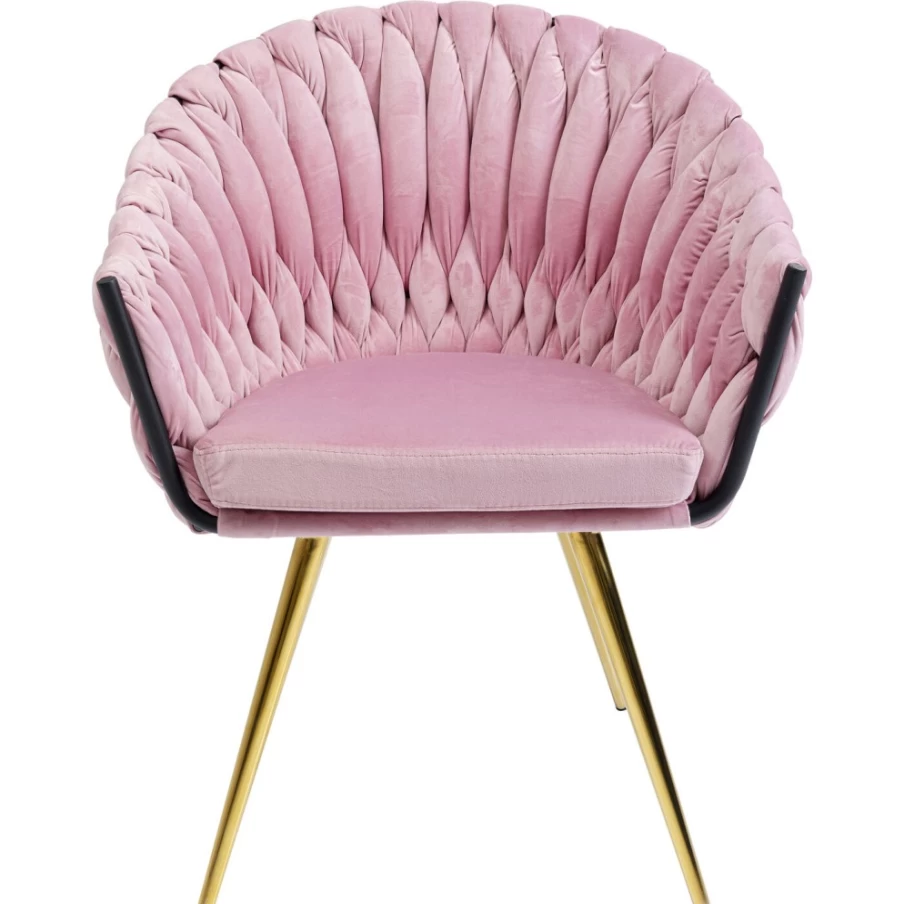 "KARE Design Modern Armchair With Knot Detailing In Mauve – Stylish Comfort Chair For Living Room"