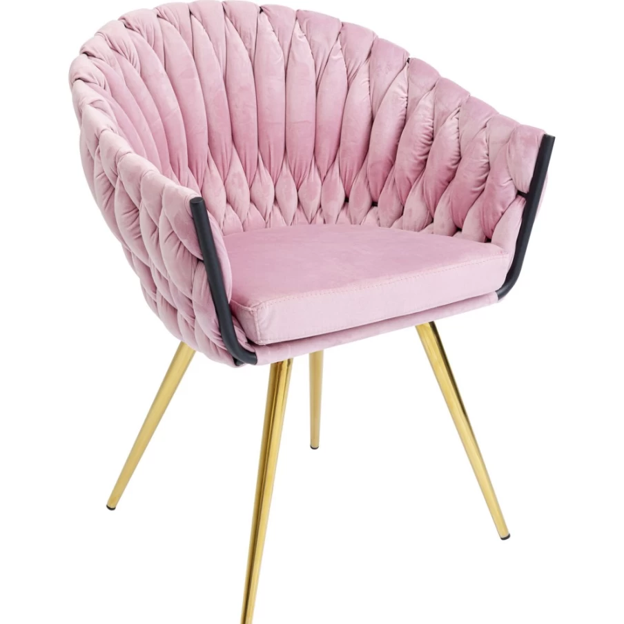 "KARE Design Modern Armchair With Knot Detailing In Mauve – Stylish Comfort Chair For Living Room"