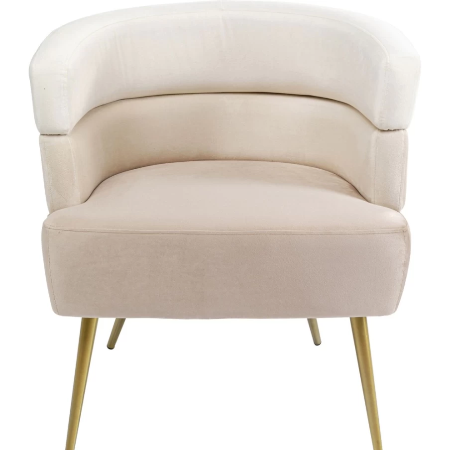 "KARE Design Modern Armchair in Cream Fabric – Stylish Sandwich Backrest Lounge Chair"
