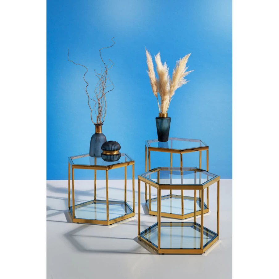 KARE Design Modern Gold Coffee Table Comb 45 - Stylish Living Room Center Table