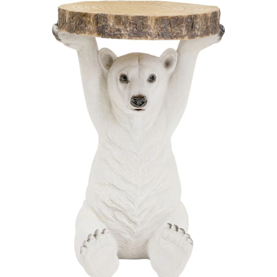 KARE Design Modern Polar Bear Side Table - 37cm Animal-Themed Nightstand for Bedroom Decor