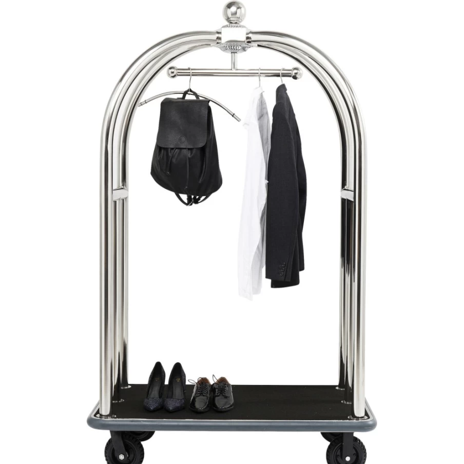 KARE Design Vegas Silver VIP Luxury Baggage Trolley - Premium Travel Luggage Cart