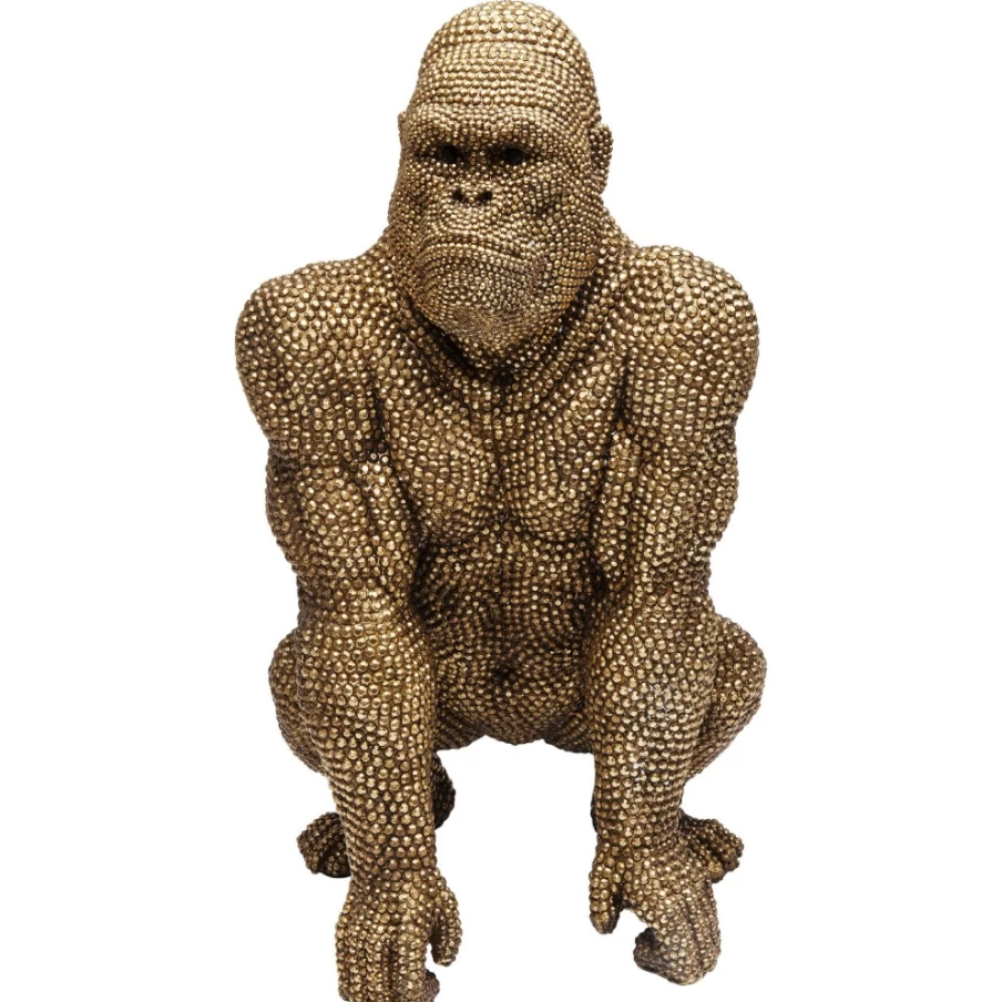 "KARE Design Modern Gold Gorilla Statue - 80cm Tall Decorative Figurine for Home & Garden"