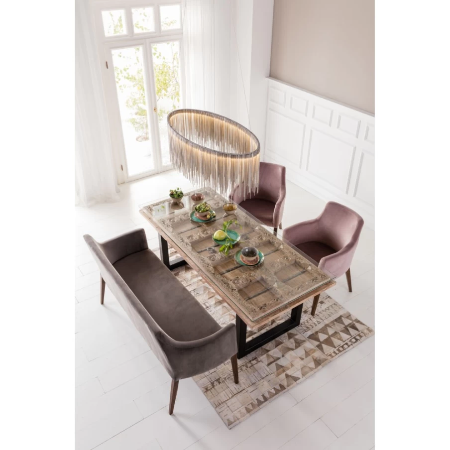 "KARE Design Velvet Grey Bench - Modern Luxury Seating for Stylish Interiors"