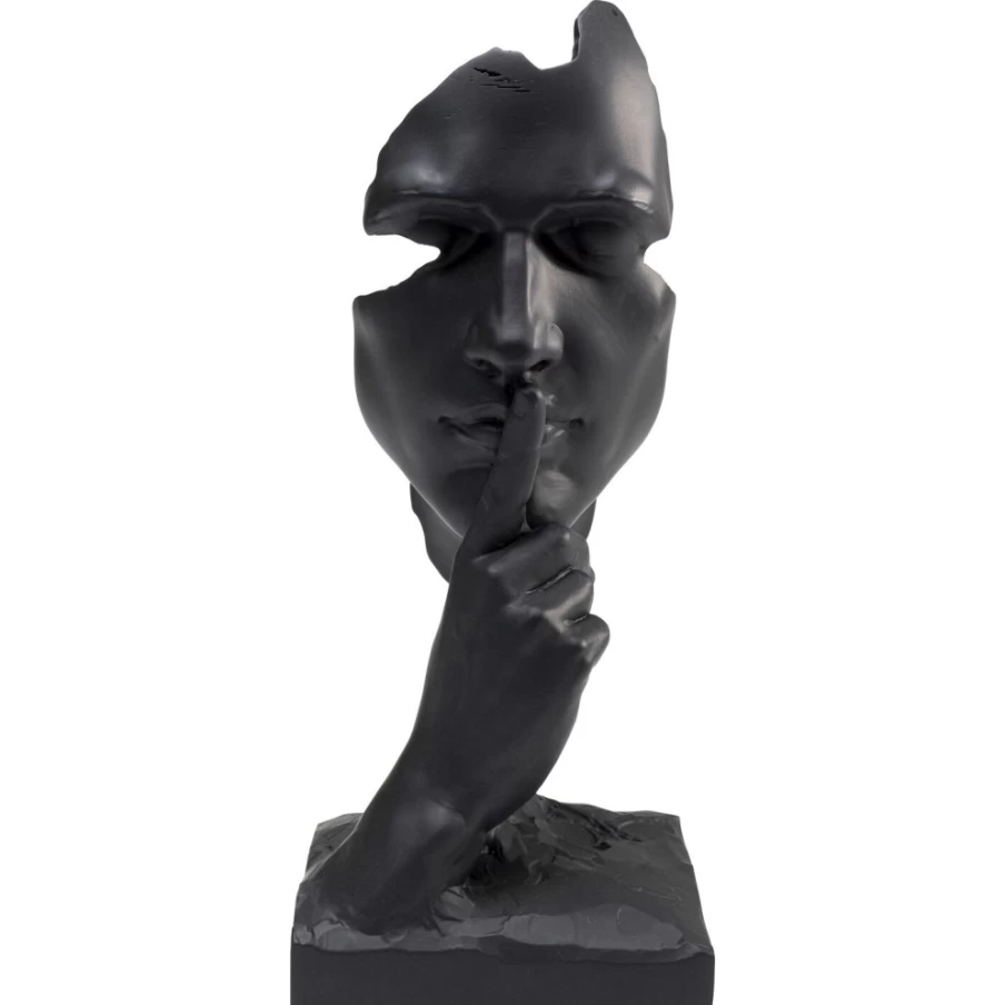 KARE Design Modern Black Quiet Face Deco Object 31cm Wall Art Sculpture