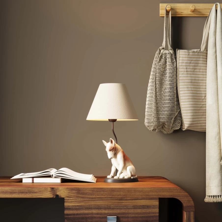 KARE Design Modern Table Lamp - 46Cm Sitting Dog Sculpture LED Night Light for Home Decor