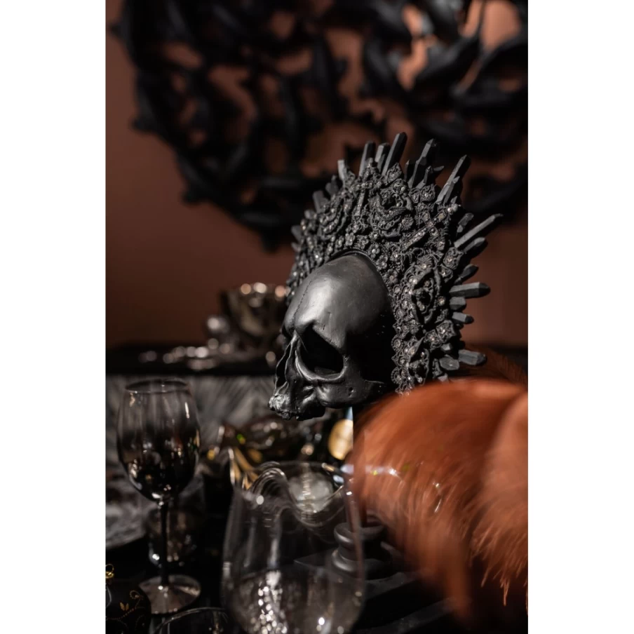 KARE Design King Skull Black Decorative Object - 49cm Gothic Home Decor