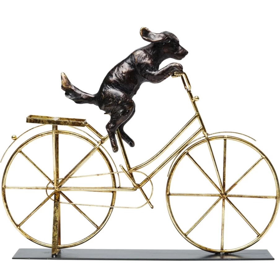 KARE Design Modern Deco Object: Playful Dog Riding Bicycle Sculpture, 44cm, Unique Home Decor Gift