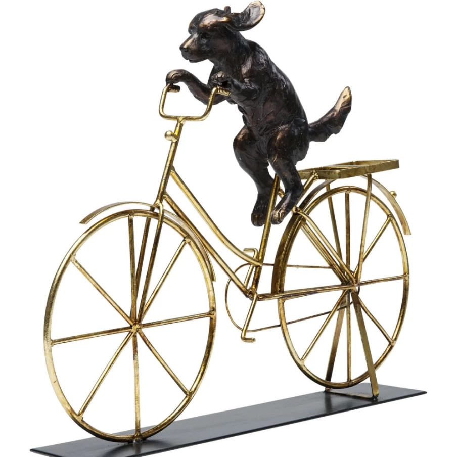 KARE Design Modern Deco Object: Playful Dog Riding Bicycle Sculpture, 44cm, Unique Home Decor Gift